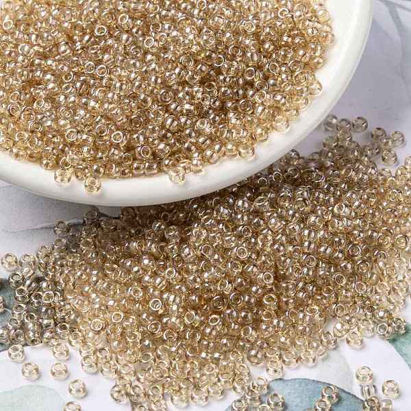 

PandaHall MIYUKI Round Rocailles Beads, Japanese Seed Beads, (RR2439) Light Smoky Topaz Gold Luster, 8/0, 3mm, Hole: 1mm, about..., Brown