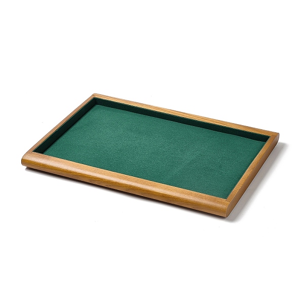 

PandaHall Wood with Velvet Jewelry Display Tray Stands, Jewelry Organizer Holder for Ring Earrings Necklace Bracelet Storage, Rectangle..., Green