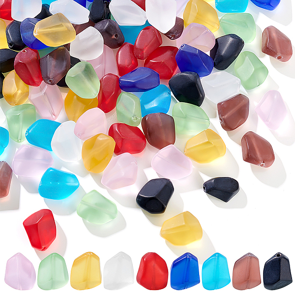 

PandaHall 90Pcs 9 Colors Transparent Frosted Glass Beads, Nuggets, Mixed Color, 15x11.5x8.5mm, Hole: 1mm, 10pcs/color Glass Nuggets..., Multicolor