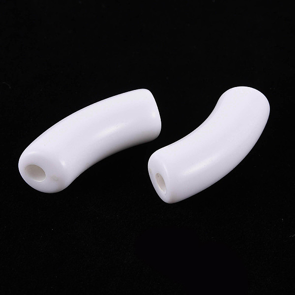 

PandaHall Opaque Acrylic Beads, Curved Tube, White, 34.5x13x11mm, Hole: 3.5mm Acrylic Tube White