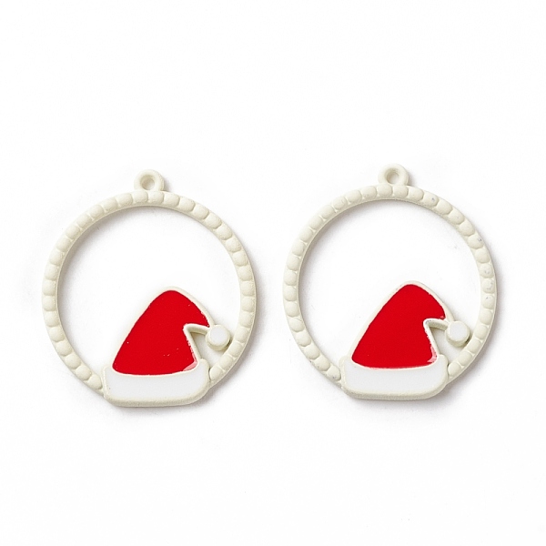 

PandaHall Christmas Theme Spray Painted Alloy Enamel Pendants, Ring with Christmas Hat, White, 25x22x2mm, Hole: 1.2mm Alloy+Enamel Ring...