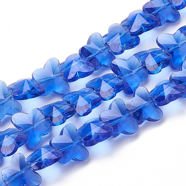 

PandaHall Transparent Glass Beads, Faceted, Butterfly, Royal Blue, 12x14.5x7.5mm, Hole: 1mm Glass Butterfly