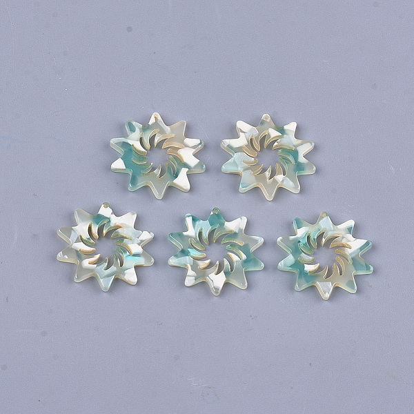 

PandaHall Cellulose Acetate(Resin) Pendants, Flower, Pale Turquoise, 26.5x26.5x3mm, Hole: 0.9mm Cellulose Acetate Flower Cyan
