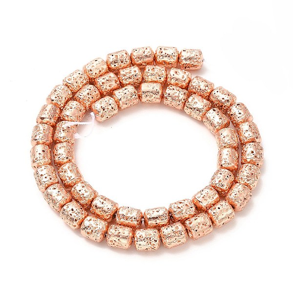 

PandaHall Electroplated Natural Lava Rock Beads Strands, Column, Rose Gold Plated, 8x6.5mm, Hole: 1mm, about 50~51pcs/strand, 15.35~15.59...