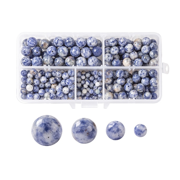 340 Stück 4 Größen Natürliche Blaue Flecken Jaspisperlen