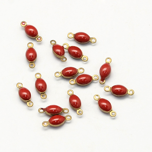 

PandaHall Antique Golden Plated Brass Enamel Oval Links connectors, Enamelled Sequins, Red, 4x10.5x3mm, Hole: 1mm Brass Oval Red