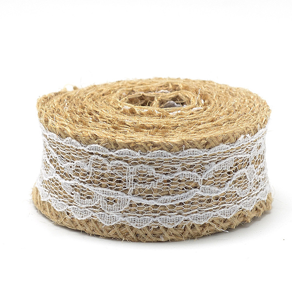 

PandaHall Burlap Ribbon, Hessian Ribbon, Jute Ribbon, with Lace, for Jewelry Making, Tan, 1-1/8 inch(27~28mm), about 2.187yards/roll..., Orange