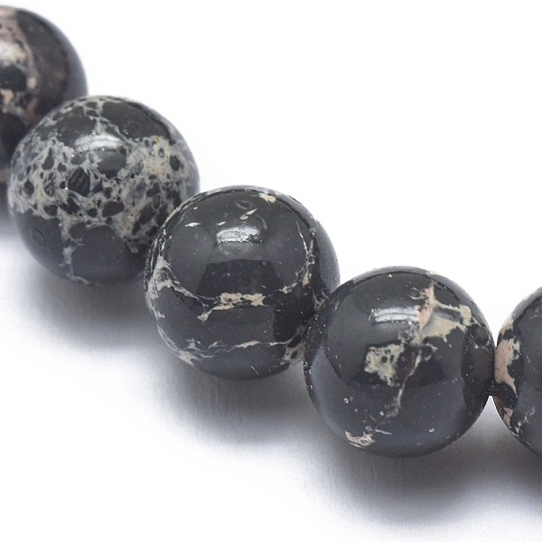 

PandaHall Synthetic Regalite Bead Stretch Bracelets, Round, Dyed, Black, 2 inch~2-3/8 inch(5~6cm), Bead: 5.8~6.8mm Imperial Jasper Black