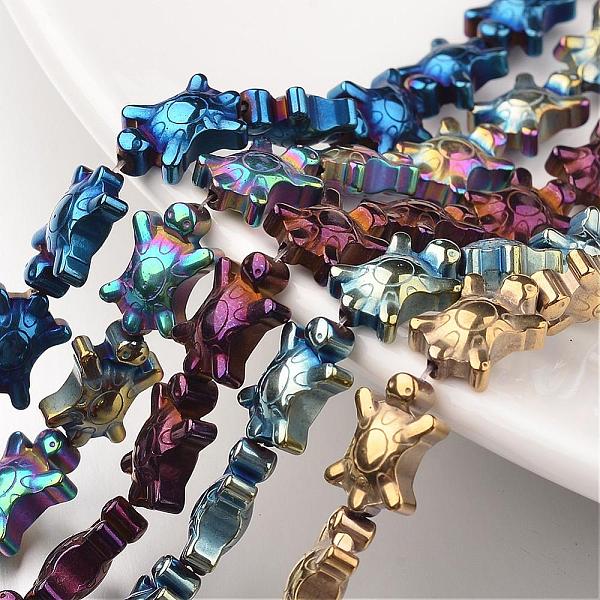 

PandaHall Electroplate Non-magnetic Synthetic Hematite Bead Strands, Tortoise, Mixed Color, 14x9x5mm, Hole: 1mm, about 30pcs/strand, 15.7...