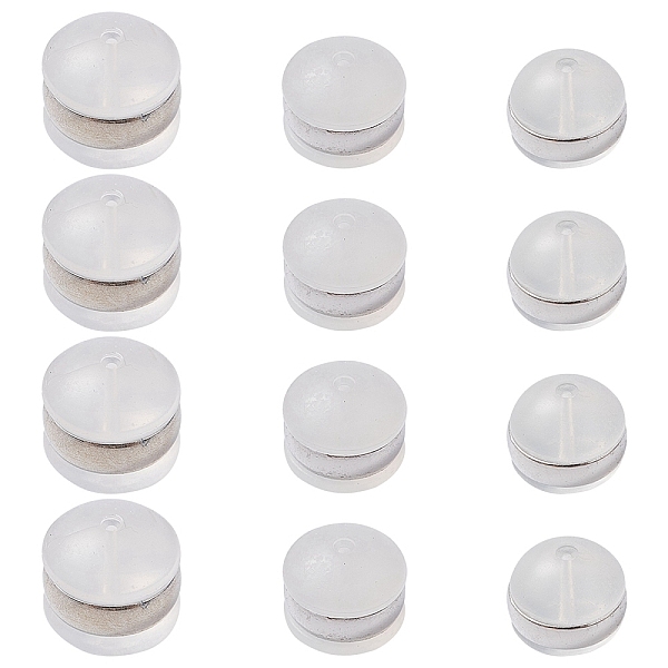 

PandaHall 12Pcs 3 Style TPE Plastic Ear Nuts, Belt Earring Backs with 316 Surgical Stainless Steel Findings, Half Round/Dome, Stainless..., Clear