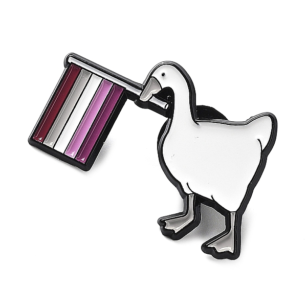 

PandaHall Lesbian Pride Rainbow Theme Enamel Pins, Black Zinc Alloy Brooch for Women, Goose & Flag, 24x34.5x1.5mm Alloy+Enamel Flag
