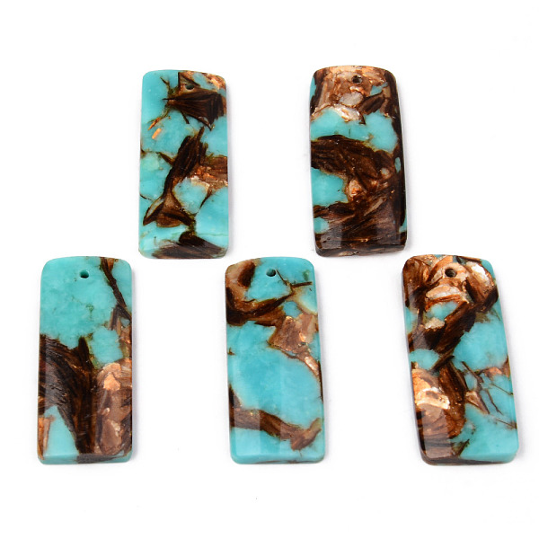 

PandaHall Assembled Natural Bronzite and Synthetic Turquoise Pendants, Rectangle, 35~36x15x4~5mm, Hole: 1.4mm Synthetic Turquoise Rectangle