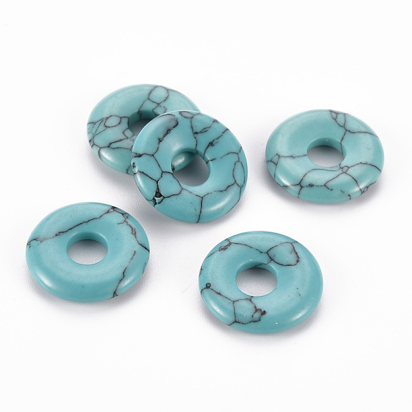 

PandaHall Synthetic Turquoise Pendants, Donut/Pi Disc, 18x4.5~5.5mm, Hole: 5.5mm Synthetic Turquoise Donut