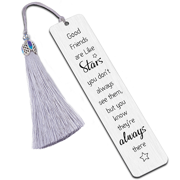 

PandaHall Fingerinspire 3Pcs Stainless Steel Bookmarks, Cardboard Box and Nylon Tassel Big Pendant Decorations, Stainless Steel Color...