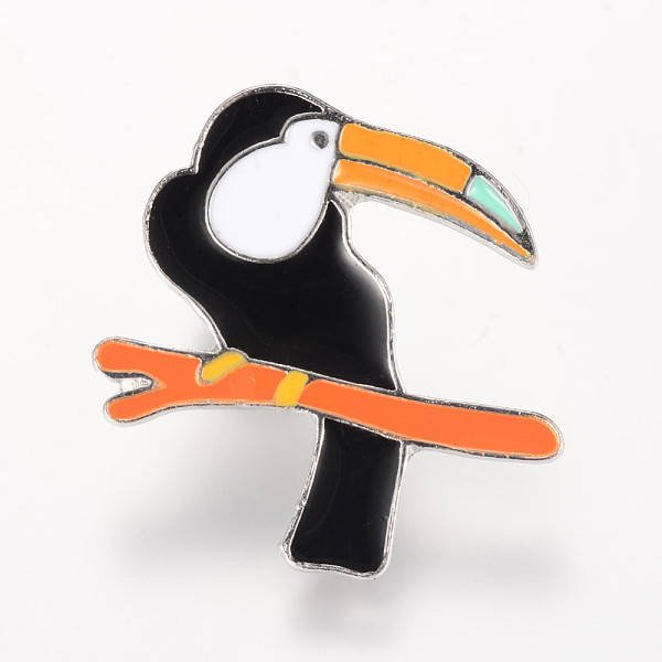 

PandaHall Alloy Enamel Brooches, Enamel Pin, with Brass Finding, Bird, Platinum, Black, 30x29mm, Pin: 1.2mm Alloy Black
