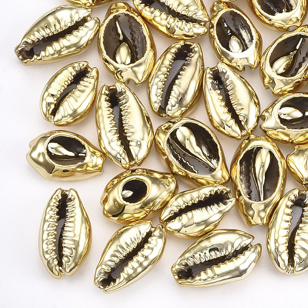

PandaHall Cowrie Shell Beads, with UV Plated, No Hole/Undrilled, Gold, 13~16x8~11x5~6mm Cowrie Shell Shell Shape Gold