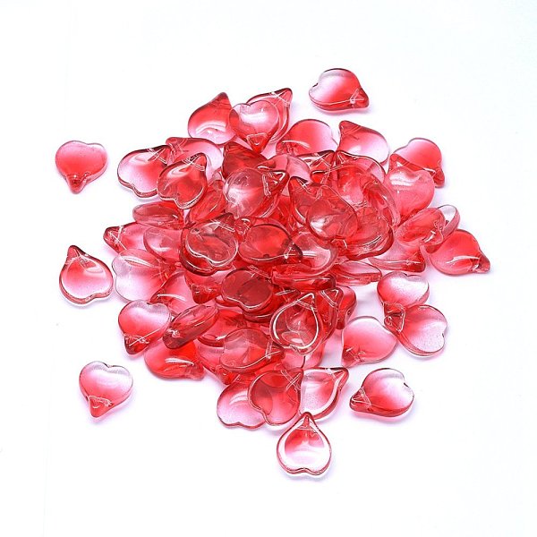 

PandaHall Transparent Glass Charms, Heart Shaped Petal, Two Tone, Red, 15x12x4.5mm, Hole: 1mm Glass Petaline Red