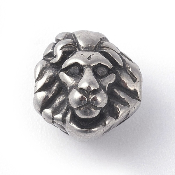 

PandaHall 316 Surgical Stainless Steel Beads, Lion Head, Antique Silver, 9.5x9x9mm, Hole: 1.8mm 316 Surgical Stainless Steel Lion