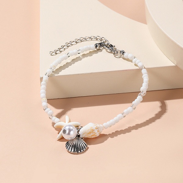 

PandaHall Bohemian Starfish & Shell Beaded Bracelets, Summer Beach Bacation Bracelets for Women Shell