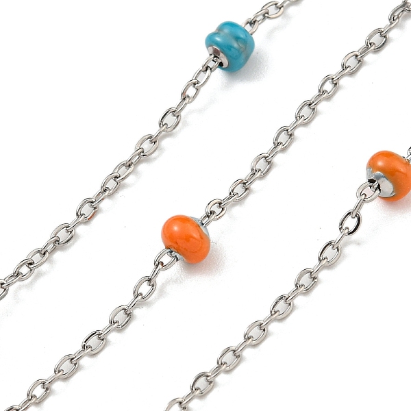 

PandaHall 304 Stainless Steel Enamel Link Chains, Soldered, with Spool, Flat Round, Dark Orange, 2x1.5x0.5mm 304 Stainless Steel