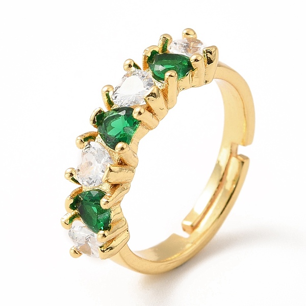 

PandaHall Cubic Zirconia Rectangle Adjustable Ring, Real 18K Gold Plated Brass Jewelry for Women, Lead Free & Cadmium Free, Green, US Size 7...