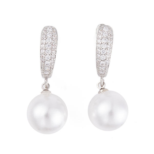 

PandaHall Rack Plating Brass Clear Cubic Zirconia ABS Pearl Earrings, Cadmium Free & Lead Free, Long-Lasting Plated, Round, Hoop Earrings..., White
