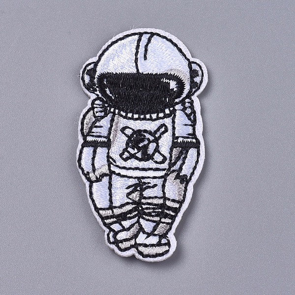 PandaHall Computerized Embroidery Cloth Iron On/Sew On Patches, Costume Accessories, Spaceman, White, 51x26x2mm Cloth Human White