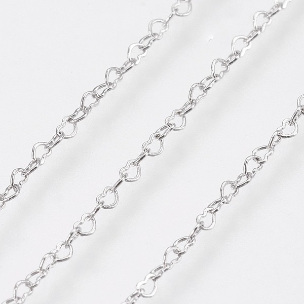 

PandaHall Long-Lasting Plated Brass Heart Link Chains Necklaces, with Lobster Claw Clasp, Nickel Free, Real Platinum Plated, 18.1 inch...