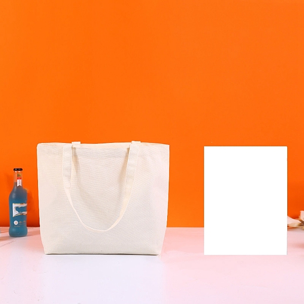 PandaHall Cotton Cloth Blank Canvas Bag, Horizontal Tote Bag for DIY Craft, Snow, 30x40cm Cloth Rectangle White