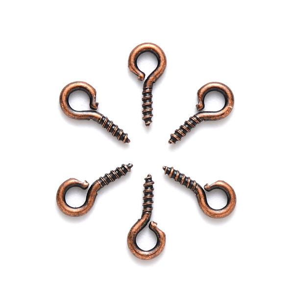 

PandaHall Iron Screw Eye Pin Peg Bails, For Half Drilled Beads, Red Copper, 8x4x1mm, Hole: 2mm Iron