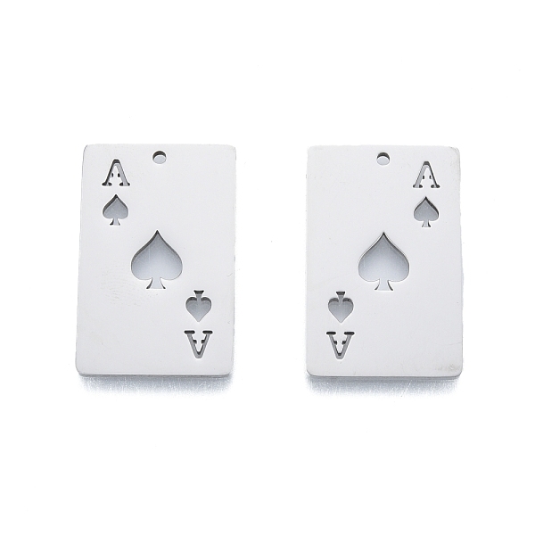 

PandaHall 201 Stainless Steel Pendant, Playing Cards Charms, Ace of Spades, Stainless Steel Color, 28x18x1.5mm, Hole: 1.5mm 201 Stainless...