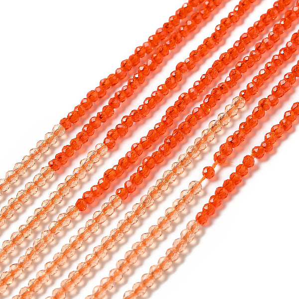 

PandaHall 2 Colors Transparent Glass Beads Strands, Segmented Multi-color Beads, Faceted, Round, Orange Red, 2mm, Hole: 0.5~0.6mm, about...