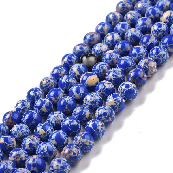 

PandaHall Synthetic Imperial Jasper Beads Strands, Dyed, Round, Blue, 6mm, Hole: 1.2mm, about 65pcs/strand, 14.76 inch~14.96 inch...
