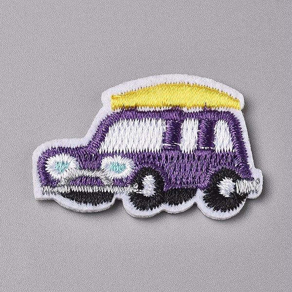 PandaHall Computerized Embroidery Cloth Iron on/Sew on Patches, Costume Accessories, Appliques, for Backpacks, Clothes, Taxi, Purple...