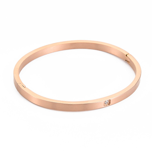 

PandaHall Crystal Rhinestone Square Bangle, Stainless Steel Hinged Bangle for Women, Rose Gold, Inner Diameter: 1-7/8x2-1/4 inch(4.8x5.8cm)...