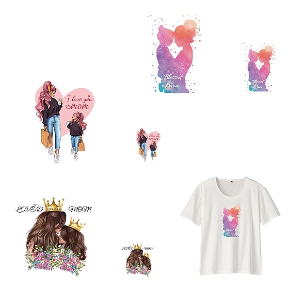 

PandaHall PET Heat Transfer Film Logo Stickers Set, for DIY T-Shirt, Bags, Hats, Jackets, Mother & Daughter, for Mother's Day, Human Pattern..., Multicolor
