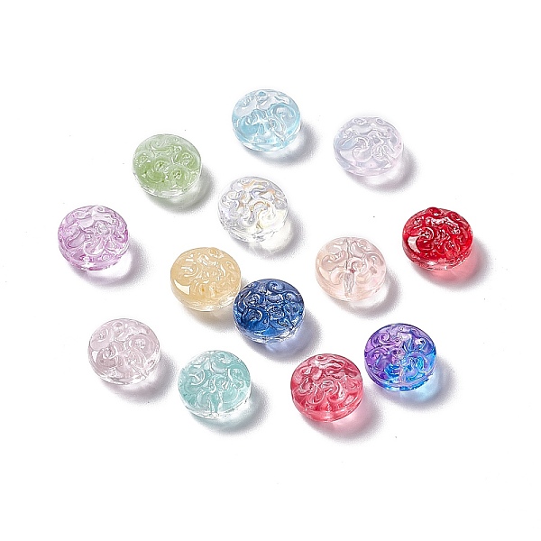 

PandaHall Transparent Spray Painted Glass Beads, Flat Round, Mixed Color, 13.5x8.5mm, Hole: 1.2mm Glass Flat Round Multicolor