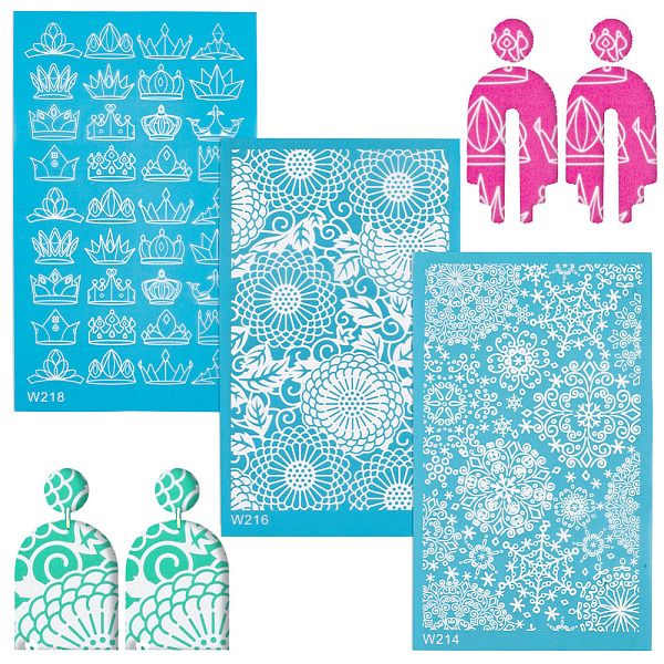 

PandaHall Nylon Impression Mat Mold, Rectangle, Ceramic & Clay Tools, Crown Pattern, 14.8x9x0.002cm, 3pcs/set Nylon Crown