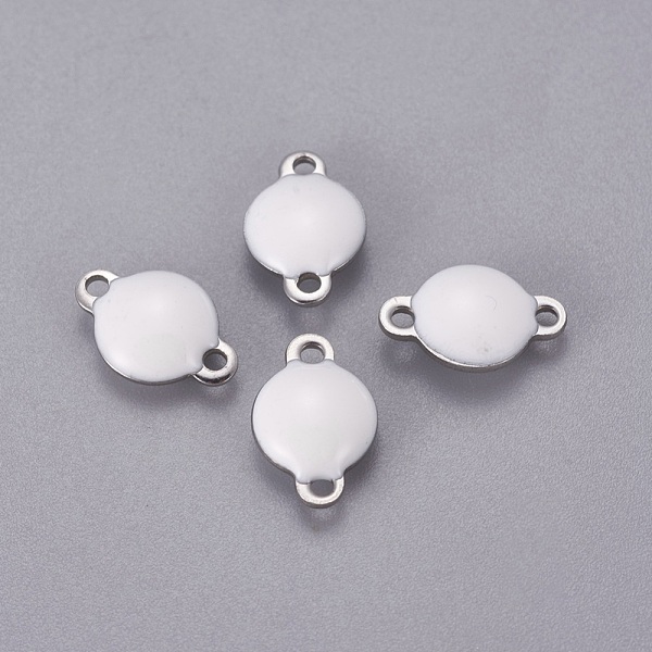 

PandaHall 304 Stainless Steel Enamel Links connectors, Enamelled Sequins, Flat Round, Stainless Steel Color, White, 12x8x4mm, Hole: 1.4mm...