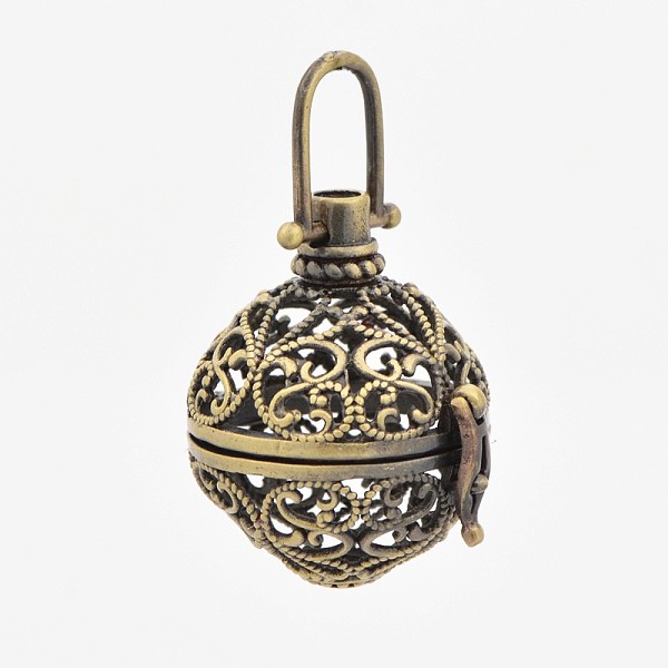 

PandaHall Vintage Filigree Round Brass Cage Pendants, For Chime Ball Pendant Necklaces Making, Antique Bronze, 43mm, 32x29x25mm, Hole...