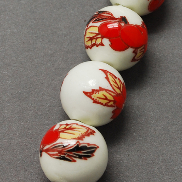 

PandaHall Handmade Printed Porcelain Beads, Round, Red, 8mm, Hole: 2mm Porcelain Round Red