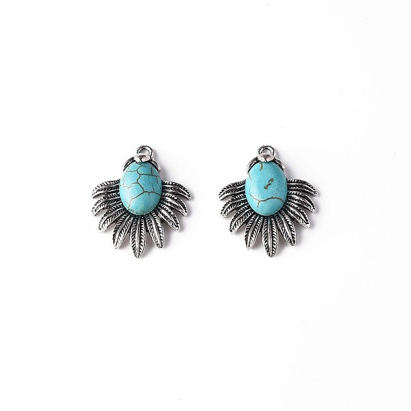 

PandaHall Synthetic Turquoise Pendants, with Aolly Findings, Cadmium Free & Nickel Free & Lead Free, Fish, Antique Silver, Sky Blue...