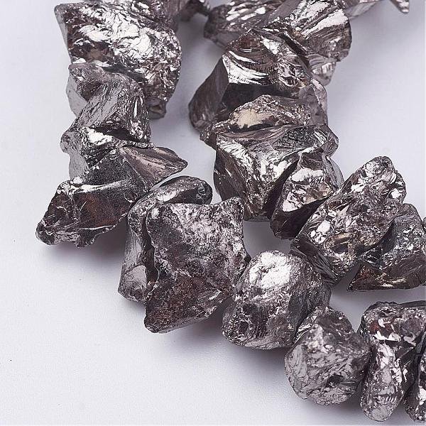 PandaHall Electroplated Natural Quartz Crystal Bead Strands, Nuggets, Platinum Plated, 10~24.5x5.5~16x2~23mm, Hole: 1mm, about...