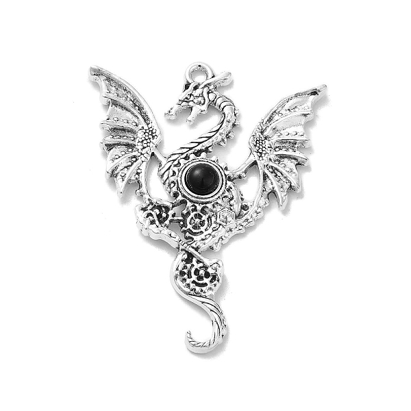 

PandaHall Tibetan Style Alloy Pendants, Dragon Charms with Resin, Antique Silver, Black, 48.5x37.5x5mm, Hole: 2mm Alloy+Resin Dragon Black