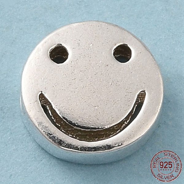 

PandaHall 925 Sterling Silver Beads, Flat Round with Smiling Face, with S925 Stamp, Silver, 8x3mm, Hole: 1.5mm Sterling Silver Flat Round