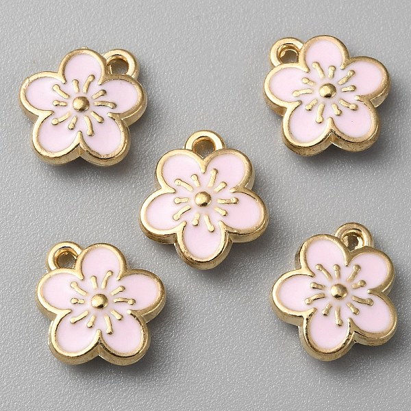 

PandaHall Alloy Pendants, Double-sided Enamel, Plum Blossom Flower Charm, Lavender Blush, 12x10.5x3mm, Hole: 1.5mm Alloy+Enamel Flower