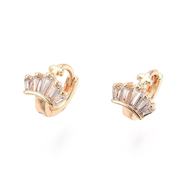 

PandaHall Clear Cubic Zirconia Crown with Cross Hoop Earrings, Ion Plating(IP) Brass Jewelry for Women, Nickel Free, Real 18K Gold Plated...
