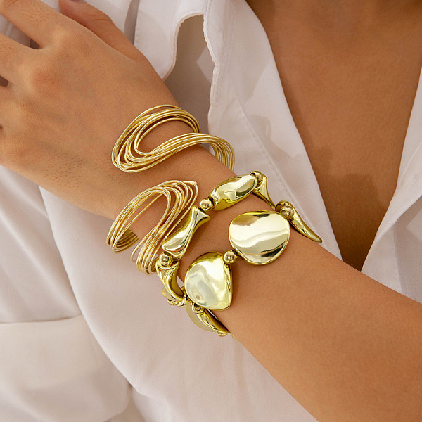 Oval Alloy & Iron & CCB Plastic Bangles Set