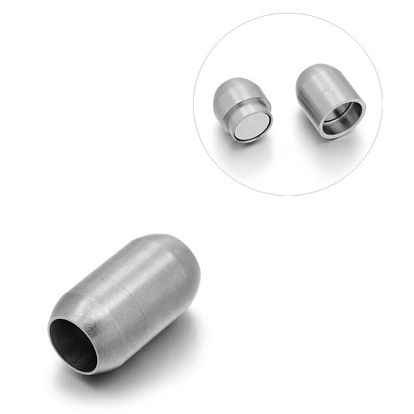 

PandaHall Matte 304 Stainless Steel Barrel Magnetic Clasps with Glue-in Ends, Stainless Steel Color, 20x11mm, Hole: 7mm 304 Stainless Steel...