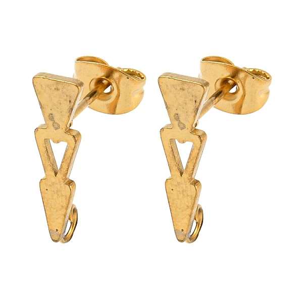 

PandaHall Ion Plating(IP) 304 Stainless Steel Stud Earring Findings, with Vertical Loop, Hollow Arrows, Golden, 16x4.5mm, Hole: 2.3mm, Pin...
